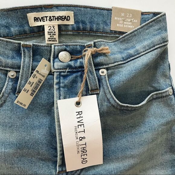 New! Madewell Rivet & Thread 11" High Rise Japanese Gordon Wash Skinny Jeans - Picture 11 of 15